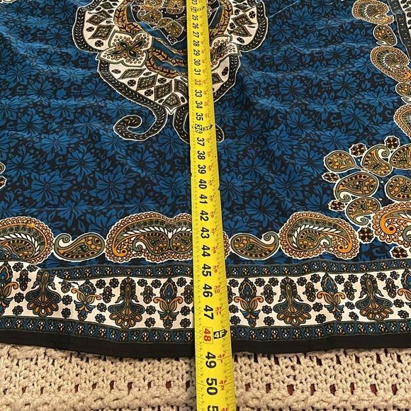 Gold Coast Kaftan Blue Paisley Pattern, Gold Glitter Accents women’s sz One Size - Picture 12 of 16